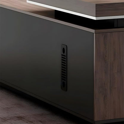 NIUYAO L-Shape Executive Desk - Modern Writing Table with 2-Drawers & 1-Shelf - 71" L x 63" W x 30" H