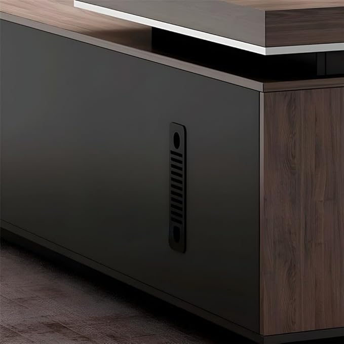 NIUYAO L-Shape Executive Desk Computer Desk with 2-Drawers Modern Writing Table Storage Shelves Work Desk PC Table Home Office Study Desk Without Chair -87" L x 63" W x 29.5" H