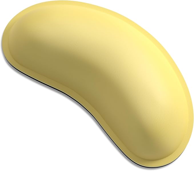 Dapesuom Mouse Wrist Rest, Ergonomic Memory Foam Mouse Wrist for Computer Desk Mats Support, PU Leather Hand Rest Pad Cushion for Gaming, Laptop, Men, Women, Pain Relief & Easy Typing, Lemon Yellow