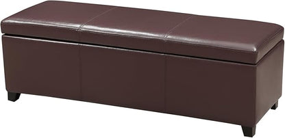 Homebeez 46" Faux Leather Storage Ottoman,End of Bed Bench,Upholstered Ottoman Bench with Storage for Living Room,Bedroom,Entryway