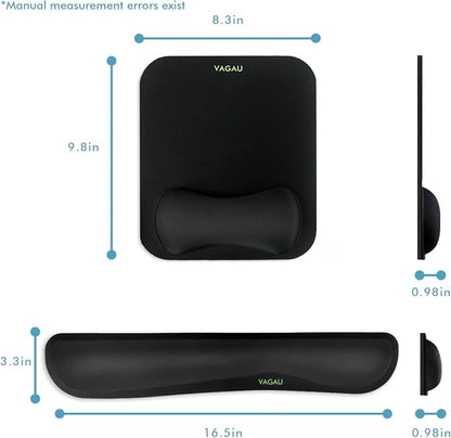 VAGAU Premium Keyboard Wrist Rest and Mouse Pad Wrist Support, Ergonomic Memory Foam Set for Office, Laptop, Mac, Computer and Gaming, Comfortable Typing &Wrist Pain Relief (2 Pack)