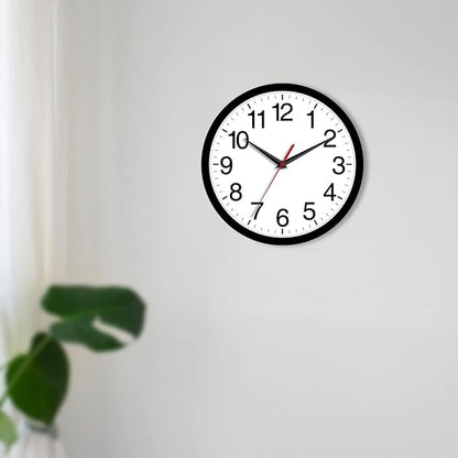 Rohioue Wall Clock Modern 10 Inch Black Battery Operated Silent Non Ticking Analog for Living Room Office Home Bedroom Kitchen Bathroom
