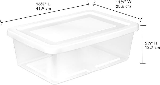 Sterilite 24-Pack Clear Storage Box, Stackable Container Bins with Lids, 12 Qt, White – Plastic Containers for Home, Closet, Bathroom, Classroom, and Office Organization