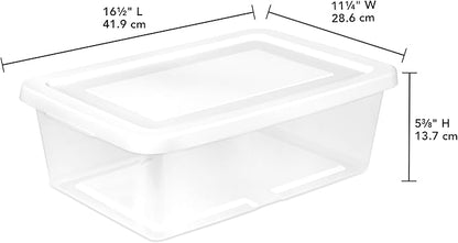 Sterilite 24-Pack Clear Storage Box, Stackable Container Bins with Lids, 12 Qt, White – Plastic Containers for Home, Closet, Bathroom, Classroom, and Office Organization