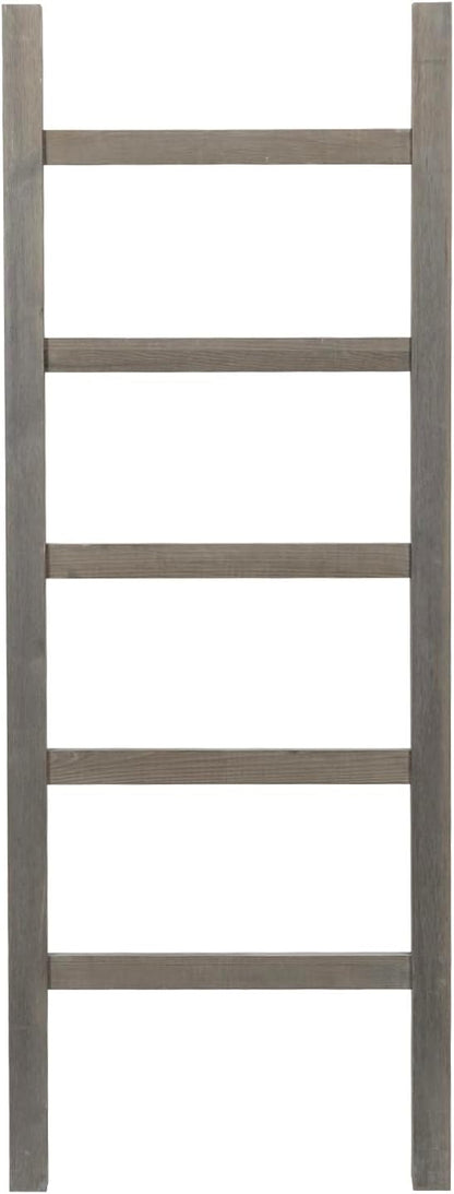 MyGift 54 inch Tall Fully Assembled Wood Blanket Ladder, 5-Tier Wall Leaning Towel Rack, No Assembly, Gray
