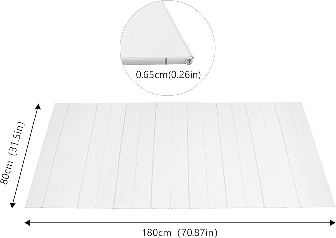 White Wood Grain Foldable Bathtub Cover, PVC Waterproof Dustproof Bath Tub Lid, Heat Preservation Bathroom Tub Tray for Home Hotel Spa (70.87×31.50×0.26)