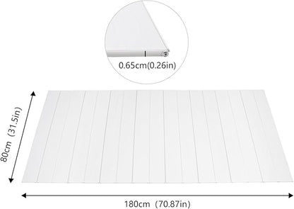 White Wood Grain Foldable Bathtub Cover, PVC Waterproof Dustproof Bath Tub Lid, Heat Preservation Bathroom Tub Tray for Home Hotel Spa (70.87×31.50×0.26)
