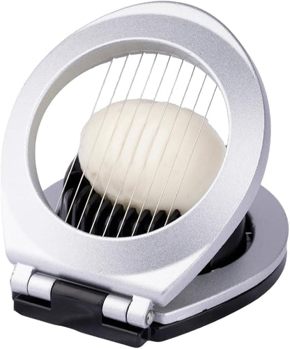 Egg Slicer for Hard Boiled Eggs Heavy Duty, Egg Cutter with Stainless Steel Wire in 2 Ways for Strawberry Soft Fruit Food Silver