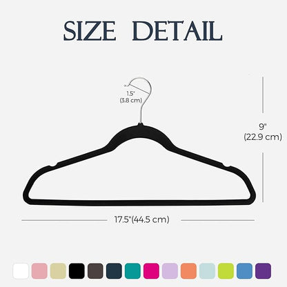 HOUSE DAY Black Velvet Hangers 360 Pack, Premium Non-Slip Felt Clothes Hangers, Sturdy Black Hanger Heavy Duty Durable for Coat, Suit, Space Saving No Hanger Mark Rotating Hook