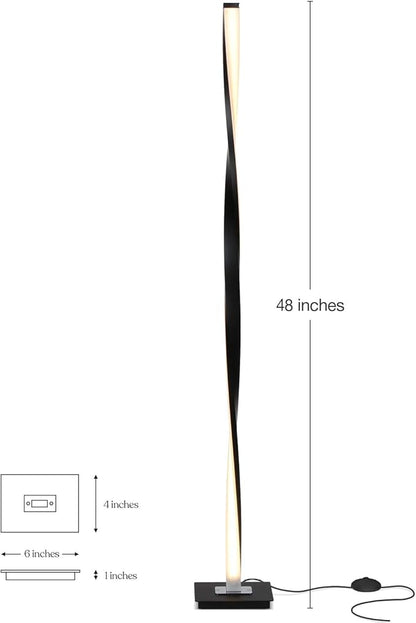 Brightech Helix LED Floor lamp, Bright Floor Lamp for Living Rooms & Bedrooms, 48" Tall Pole Lamp, Dimmable Standing Lamp - Black