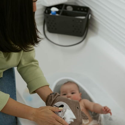 Parker Baby Bath Caddy | BPA Free & Food Grade Shower Caddy Organizer for Toys & Supplies | Quick-Dry, Sturdy & Perfect Size Shower Basket w/Handle in Neutral Colors