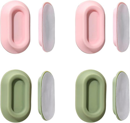 XYOFUN Magnetic Remote Control Holder Wall Mount - 4 Pcs No Drill Self-Adhesive Organizer for Air Conditioner & TV Remotes, Storage Caddy for Televisions Backside - Pink&Green