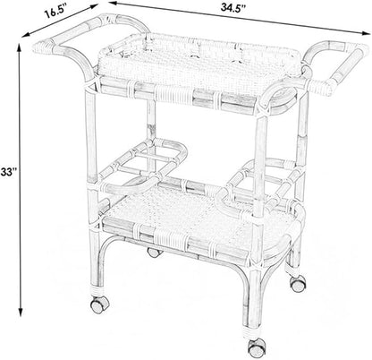 Butler Specialty Company Selena White Rattan Bar Cart