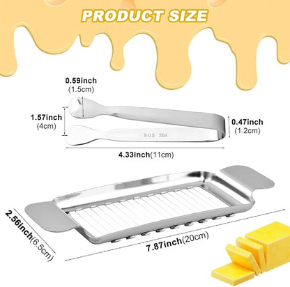 Butter Slicer Cutter, Multipurpose Butter Cheese Slicer, Stainless Steel Wire Cutter for Block Cheese, Butter, Eggs & Soft Fruits