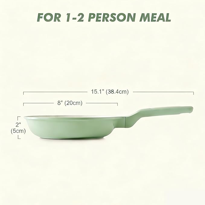 SENSARTE Nonstick Ceramic Frying Pan Skillet, 8 Inch Omelet Pan, Healthy Non Toxic Chef Pan, Induction Egg Pan with Heat Resistant Handle, Dishwasher Safe, PFAS-Free, Green