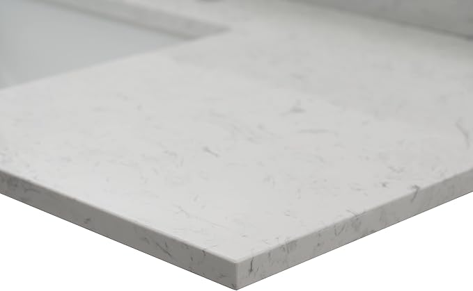 MSI Carrara Sky Vanity Top with Under Mount Rectangle Ceramic Sinks, Engineered Marble Stone, 4" CC Faucet Holes, 49"X22"