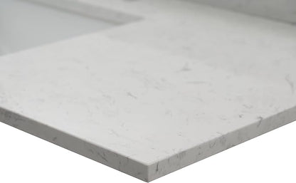 MSI Carrara Sky Vanity Top with Under Mount Rectangle Ceramic Sinks, Engineered Marble Stone, 4" CC Faucet Holes, 49"X22"