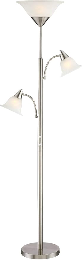 360 Lighting Jordan Modern Tree Torchiere Floor Lamp Standing 3-Light 71 1/2" Tall Brushed Nickel Silver Alabaster Glass Shades Decor for Living Room Reading House Bedroom Office