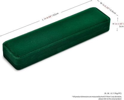 Green Small Long Chain Velvet Jewelry Gift Box for Necklace & Bracelet