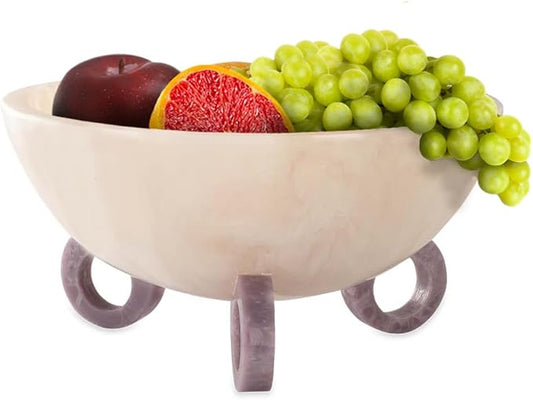 Folkulture Fruit Bowl for Kitchen Counter, 9" Resin Decorative Bowl, Centerpiece Table Decorations, Fruit Basket for Countertop Decor & Coffee Table Décor, Pedestal Bowl