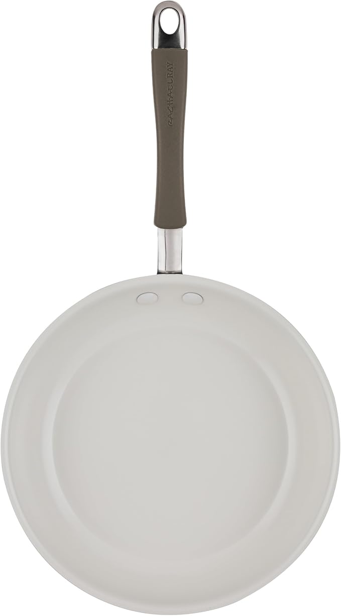 Rachael Ray Cucina Ceramic Cookware Set - 13 Pieces - Ceramic Pots and Pans Set w/Nonstick Frying Pans, Saute Pan, Saucepans, Stockpot, Lids, Pan Protectors - Almond