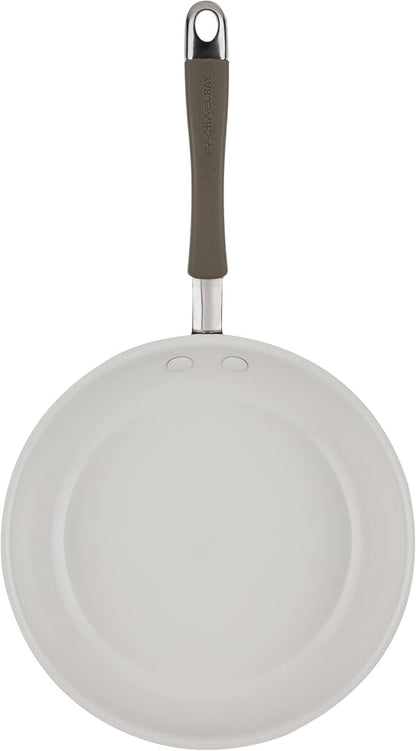 Rachael Ray Cucina Ceramic Cookware Set - 13 Pieces - Ceramic Pots and Pans Set w/Nonstick Frying Pans, Saute Pan, Saucepans, Stockpot, Lids, Pan Protectors - Almond