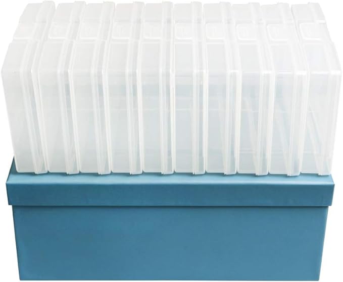 novelinks Photo Case 4" x 6" Photo Storage Box, 10 Inner Picture Storage Containers & Photo Organizer Cases, Portable Photo Craft Keeper for Photos, Crafts, Cards (Sky Blue, 2Pack)