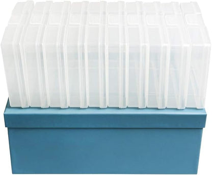 novelinks Photo Case 4" x 6" Photo Storage Box, 10 Inner Picture Storage Containers & Photo Organizer Cases, Portable Photo Craft Keeper for Photos, Crafts, Cards (Sky Blue, 2Pack)