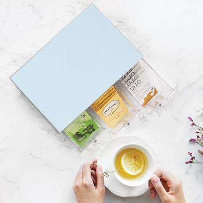 Desk Drawer Organizer with 3 Drawers, Plastic Clear Tea Bag Organizer, Stackable Tea Bag Holder, Makeup Organizers, Bathroom Organizers, Tea Bags Storage for Kitchen Pantry, Sugar Sachets, Cosmetic