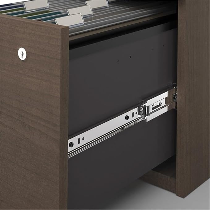 Atlin Designs 66" W x 95.5" D Modern Contemporary U-Shaped Wood Computer Desk with Hutch, for Home Office, Fully Reversible Unit, in Mahogany Finish