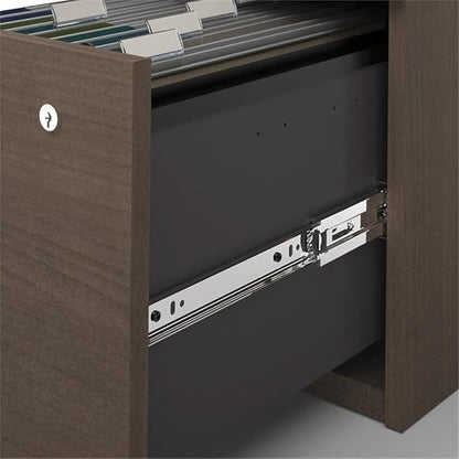 Atlin Designs 66" W x 95.5" D Modern Contemporary U-Shaped Wood Computer Desk with Hutch, for Home Office, Fully Reversible Unit, in Mahogany Finish