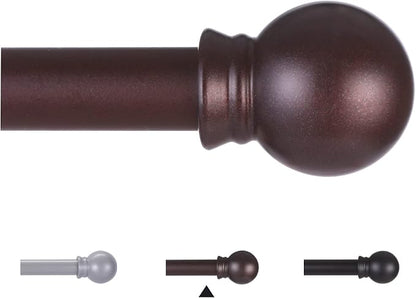 Thestoa Brown Curtain Rods for Windows 30-62 Inch, 5/8" Stainless Steel Small Curtain Rod for Bedroom, Living Room,Kitchen,Farmhouse