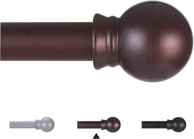 Thestoa Brown Curtain Rods for Windows 30-46 Inch, 5/8" Stainless Steel Small Curtain Rod for Bedroom, Living Room,Kitchen,Farmhouse