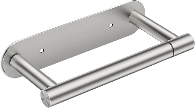 FORIOUS Toilet Paper Holder, Adhesive or Screw Wall Mount Pivoting Tissue Roll Holder for Bathroom, Stainless Steel Rustproof Self Adhesive Toilet Paper Roll Holder no Drilling, Brushed Nickel