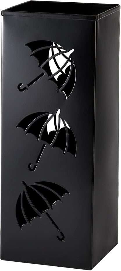 Okllen Metal Umbrella Holder, Square Umbrella Stand Rack for Entryway, 6.3" x 6.3" x 16.5", Black