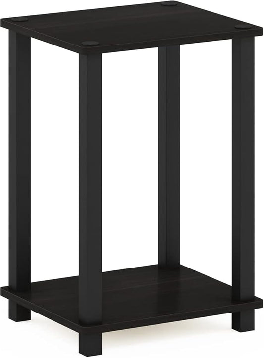Furinno Simplistic Night Stand, 2-Tier Compact Nightstand with Open Shelf, Toolless Small Bedside Table, End Table, Side Table, for Bedroom, Closet, Dorm, Black Espresso