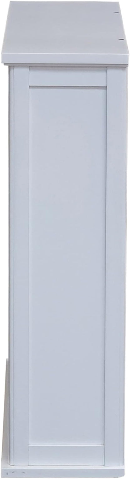 Dorset Wall Mounted Bath Storage Cabinet, 27 in. W x 29 in. H, White, Two Open Shelves, Zinc Metal Hinges, Easy Mount French Cleat System, Ideal for Bathroom Organization and Space Saving