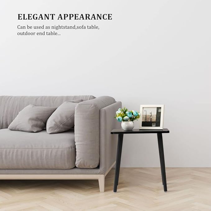 FORAOFUR Side Table, Modern Accent End Table with Wooden Legs, Easy to Assemble Mini Living Room Table for Sofa Bedroom, Minimalist Black Furniture for Small Apartments and Limited Spaces