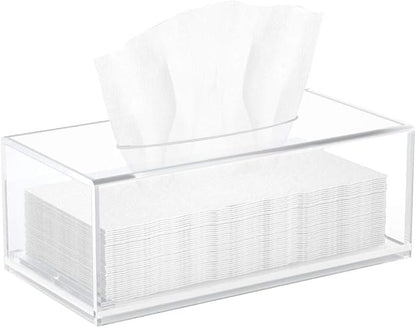 HIIMIEI Acrylic Tissue Box Cover, Rectangle Tissue Holder with Bottom Magnet, Modern Napkin Dispenser for Home Office Restaurant Clear