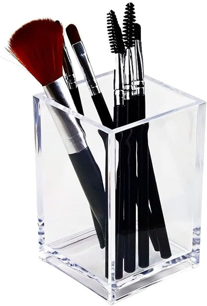 HSYMQ 2 Pack Clear Acrylic Pencil Pen Holder Cup, Makeup Brush Holder Acrylic Desk Accessories