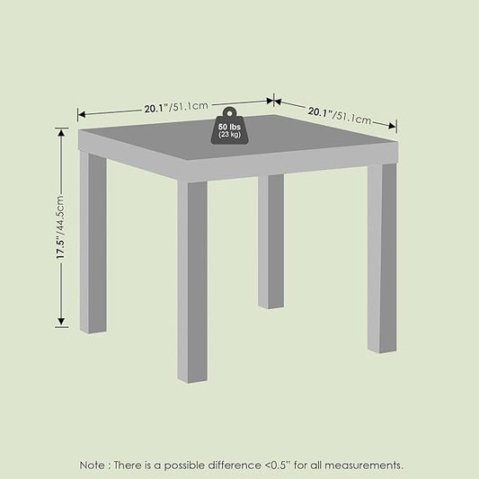 Bayan End Table, Square Side Table, for Small Spaces, Living Room, Bedroom, White