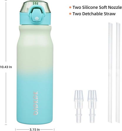 BJPKPK Stainless Steel Insulated Water Bottle with Straw Lid 25oz Reusable Metal Thermal Flask Bottles Keep Cold and Hot,Mint