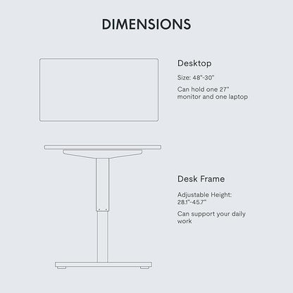 FLEXISPOT EN1 One-Piece Standing Desk with 1-Inch Thick Desktop, 48"x30" Electric Height Adjustable Desk for Home Office & Multi-Device Workstations, Marble Gray