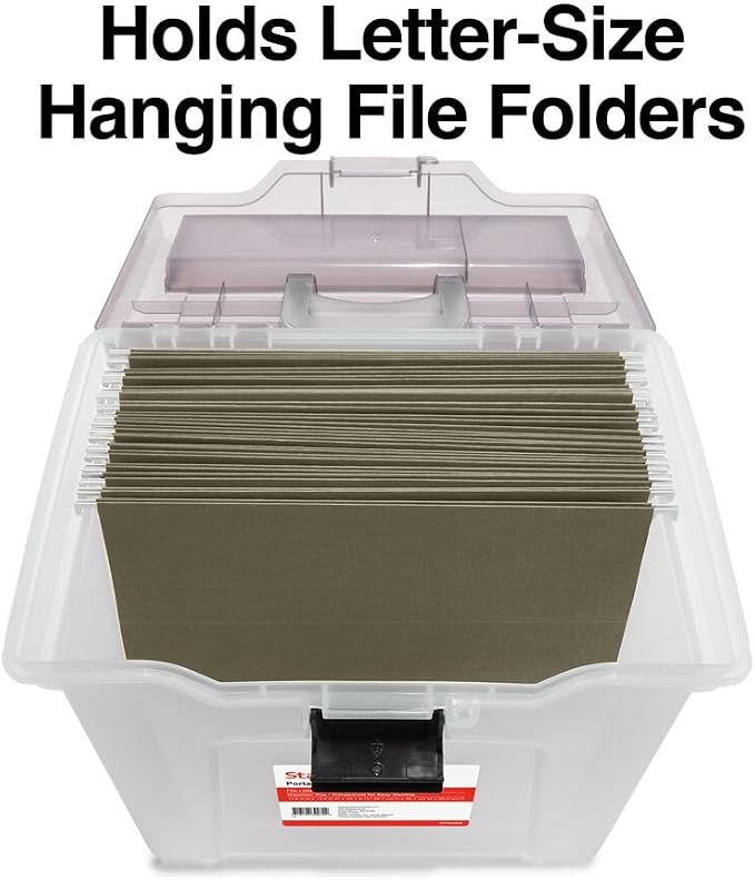 STAPLES File Box File Portable Tote, Letter Size, Clear, 2/Pack