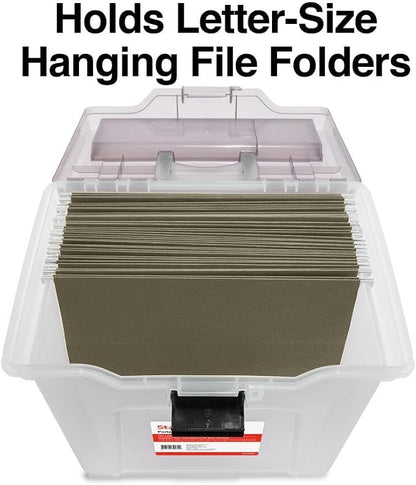 STAPLES File Box File Portable Tote, Letter Size, Clear, 2/Pack