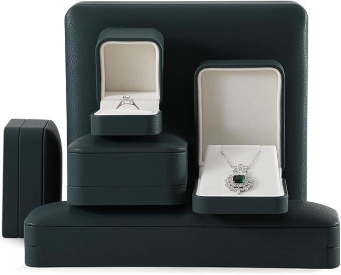 Ring Box, Leather Jewelry Case, Luxury Ring Display, Men's Engagement Wedding Ring Box, Green