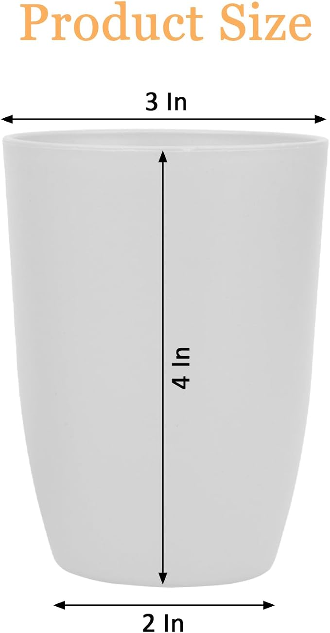Wheat Straw Cups Set of 4, Drinking Cup Reusable Cups, Dishwasher Safe 12 oz for Kitchen, Home, Office, and Outdoor Use (White)
