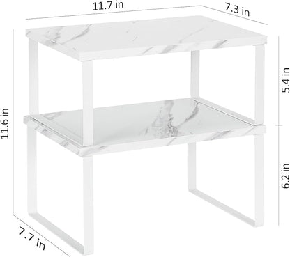 NEX Kitchen Counter Shelf, Stackable Cabinet Shelf Organizers Expandable Countertop Shelf for Pantry, Set of 4, White