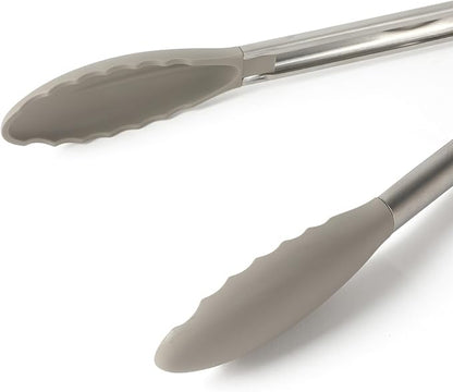 Calphalon Edge Stainless Steel Kitchen Tongs W/Silicone Head - Taupe