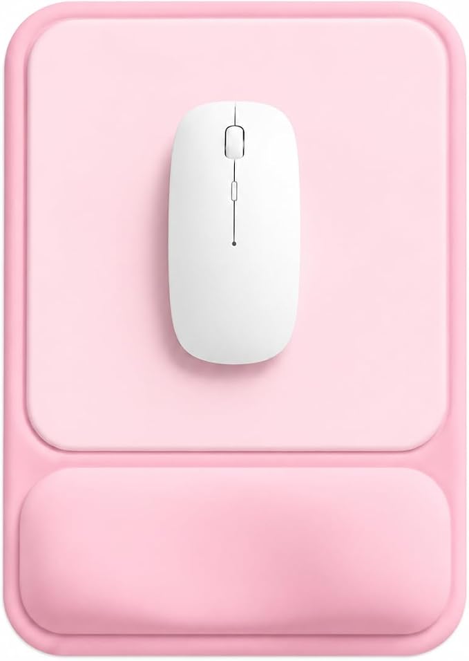 eulps Ergonomic Mouse Pad with Wrist Rest, Gel Mousepad with Soft Wrist Support, Non-Slip PU Base, Smooth Surface Mouse Pad for Wrist Pain Relief, Computer Laptop Office Home & Gaming (Pink)